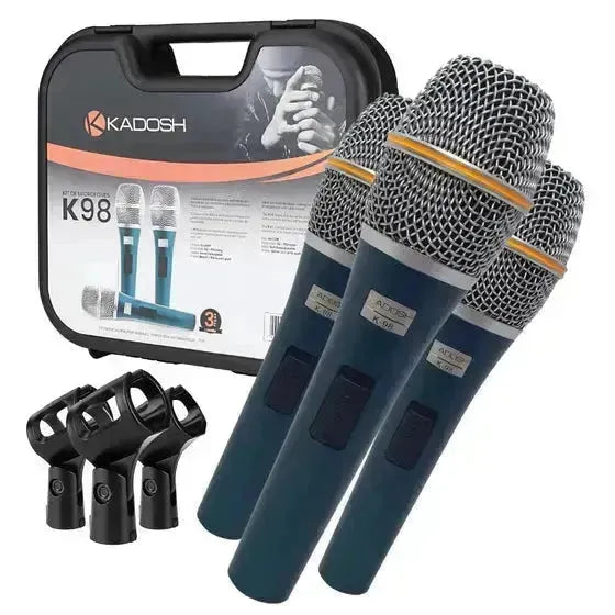 Kit Microfone 3 Unidades Kadosh K98 Hipercardióide Vocal