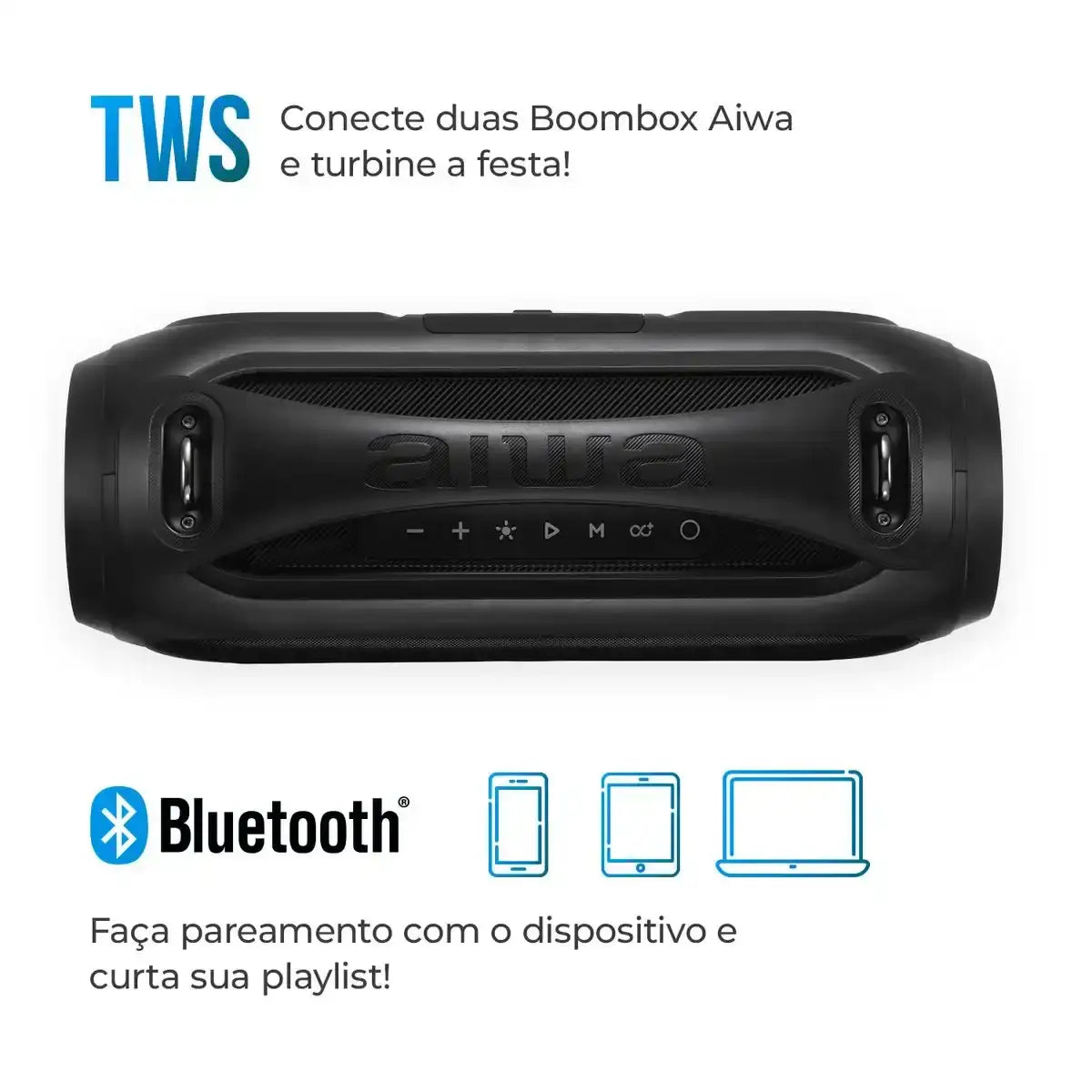 Caixa de Som Boombox AIWA BBS-02A 50W RMS BT - Preto