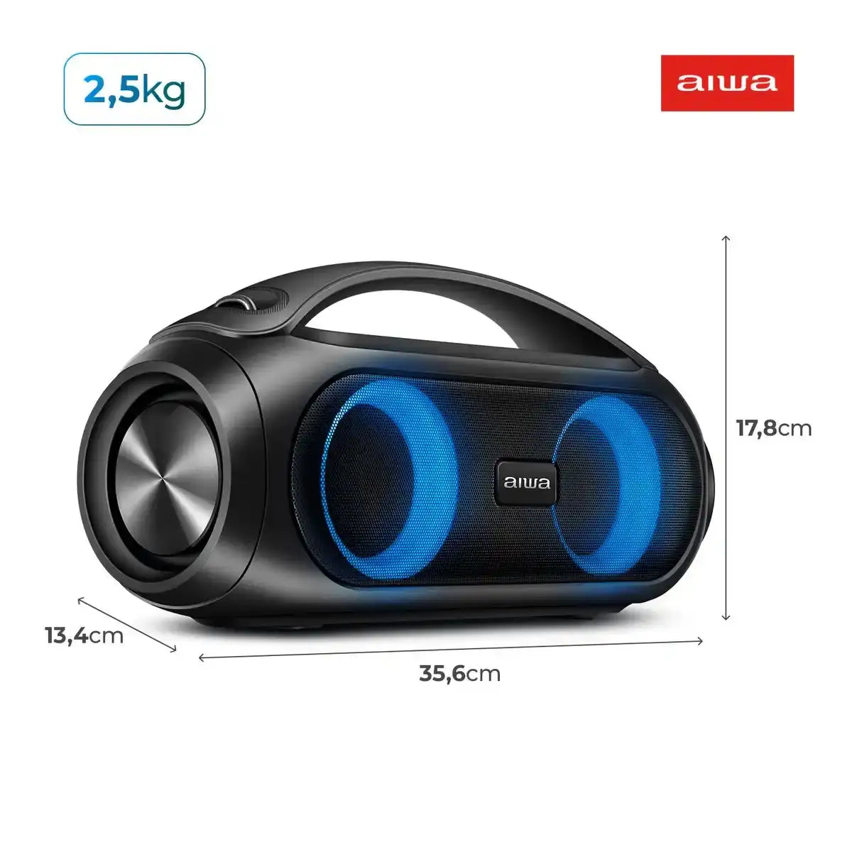 Caixa de Som Boombox AIWA BBS-02A 50W RMS BT - Preto