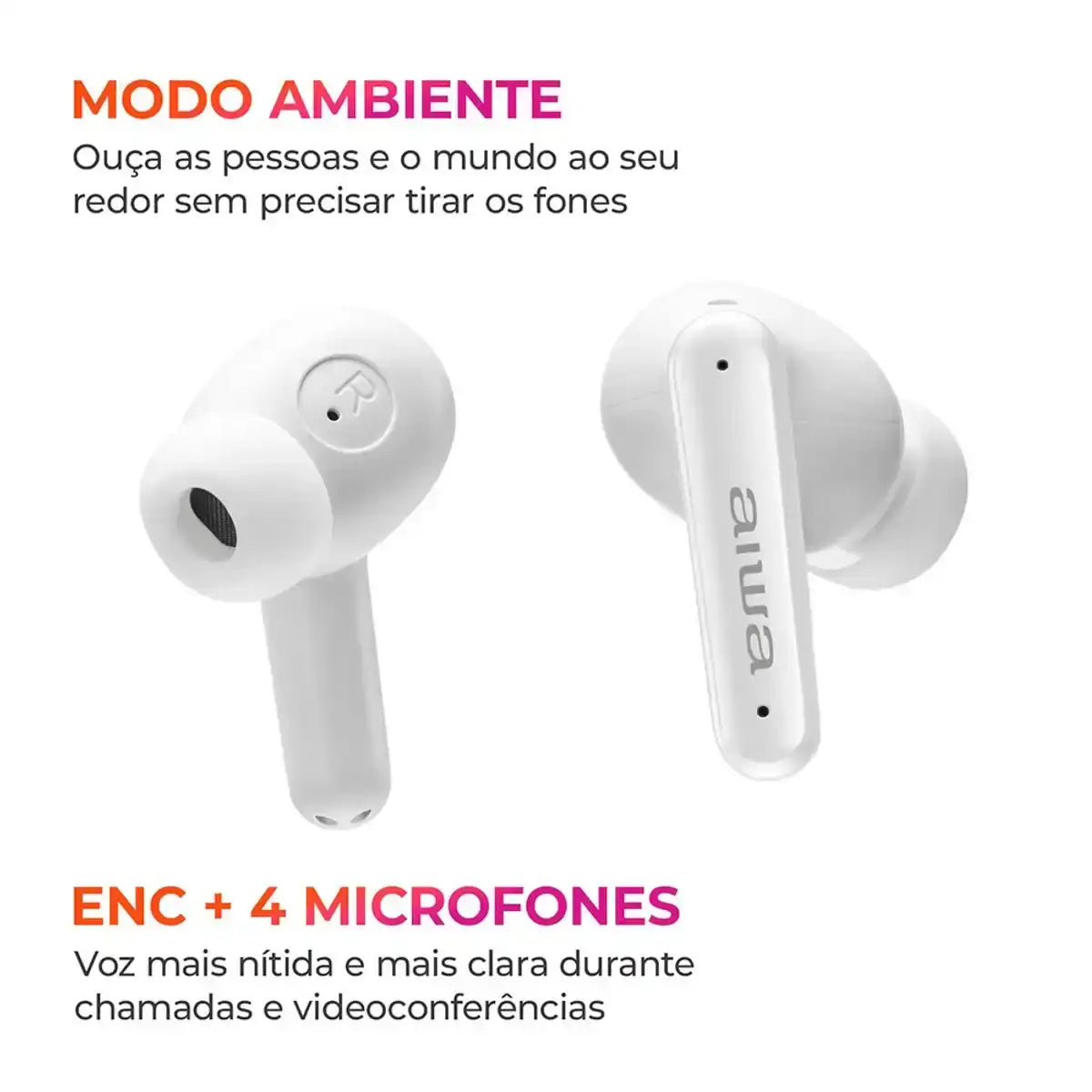 Fone de Ouvido Eardbud AIWA AWS-EB-04-W Bluetooth - Branco