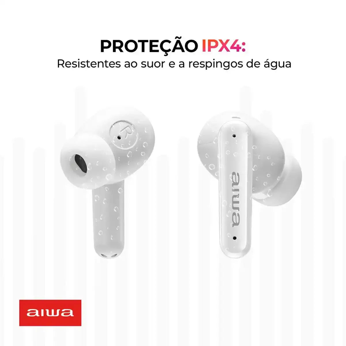 Fone de Ouvido Eardbud AIWA AWS-EB-04-W Bluetooth - Branco