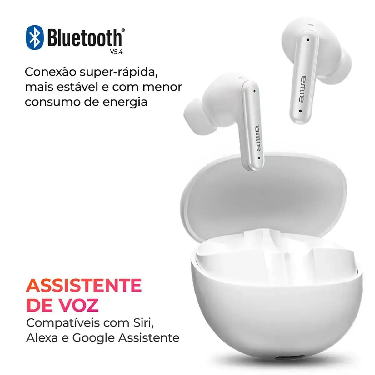 Fone de Ouvido Eardbud AIWA AWS-EB-04-W Bluetooth - Branco