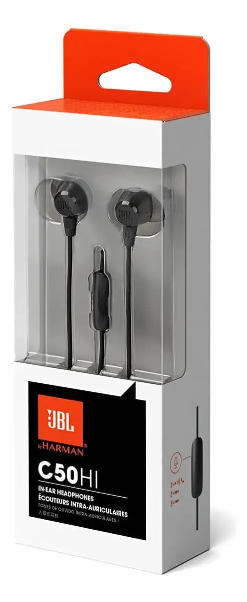 Fones de Ouvido com Microfone e Fio JBL C50HI Cor Preto
