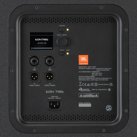 Caixa Ativa Profissional JBL Eon 718S 750W RMS Bivolt Bluetooth Cor Preto