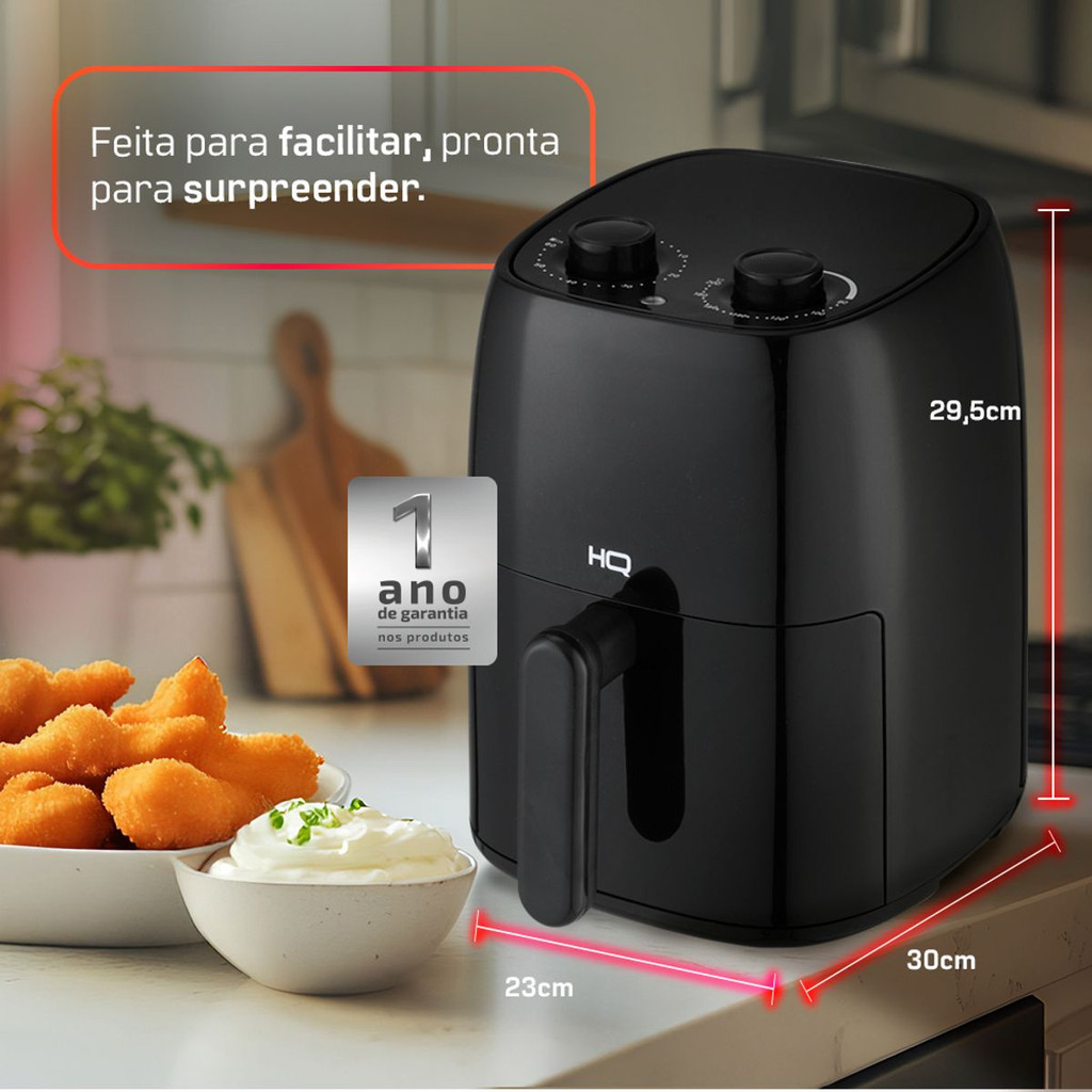 Fritadeira Sem Óleo Air Fryer HQ 4,8 litros Preto HQ-AF4.8LMP 220V