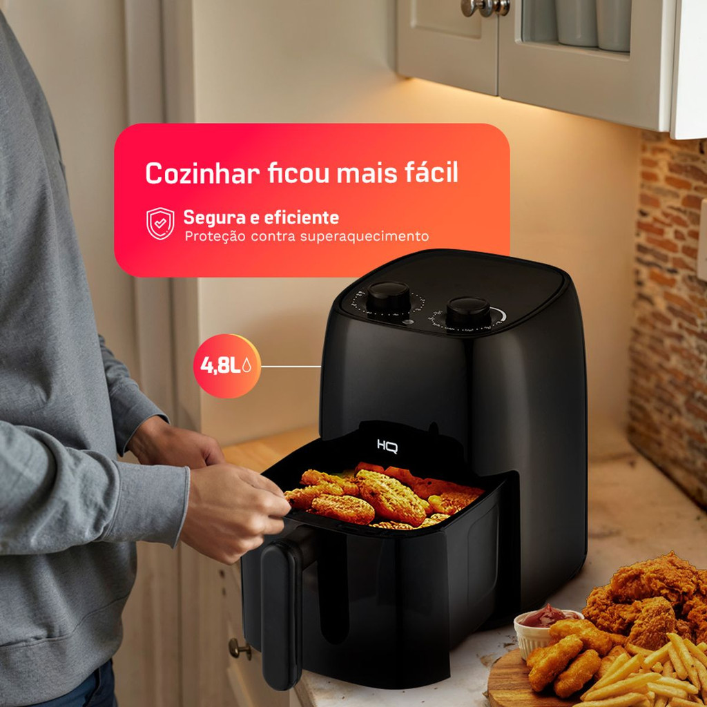 Fritadeira Sem Óleo Air Fryer HQ 4,8 litros Preto HQ-AF4.8LMP 220V