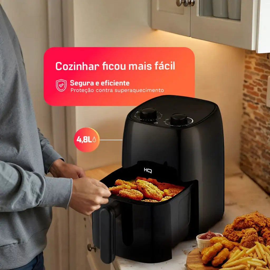 Fritadeira Sem Óleo Air Fryer HQ 4,8 litros Preto HQ-AF4.8LMP