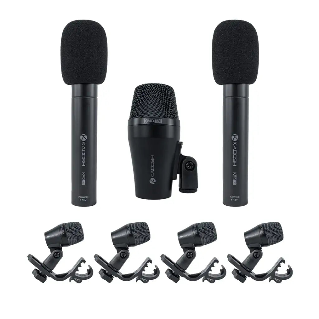 Kit Microfone Para Bateria Com 7 Peças Kadosh KMD 207 - Preto