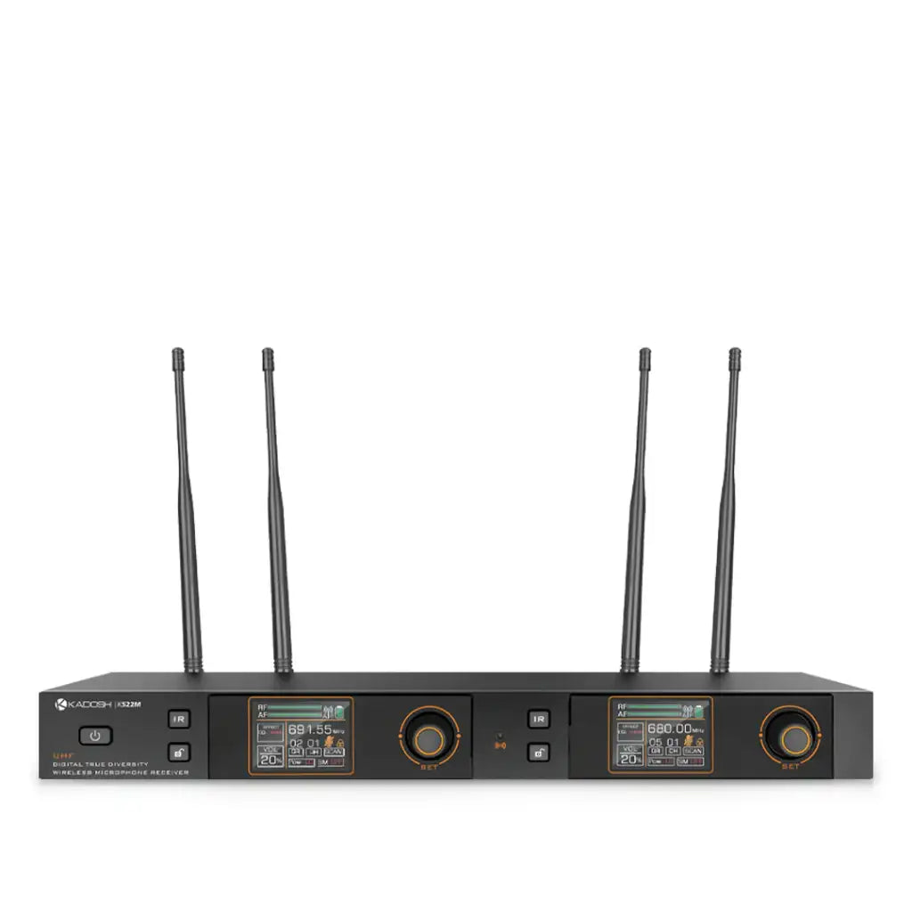 Microfone Sem Fio Kadosh K-522M UHF Bastão Duplo Com Bateria Recarregável - Preto