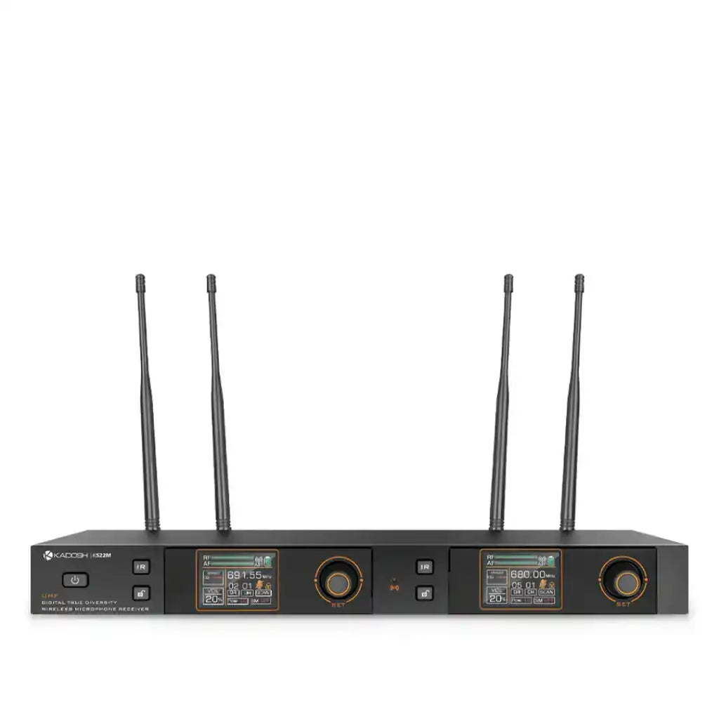 Microfone Sem Fio Kadosh K-522M UHF Bastão Duplo Com Bateria Recarregável - Preto