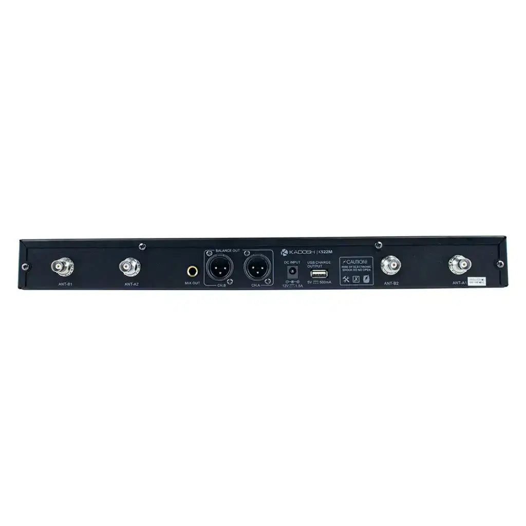 Microfone Sem Fio Kadosh K-522M UHF Bastão Duplo Com Bateria Recarregável - Preto