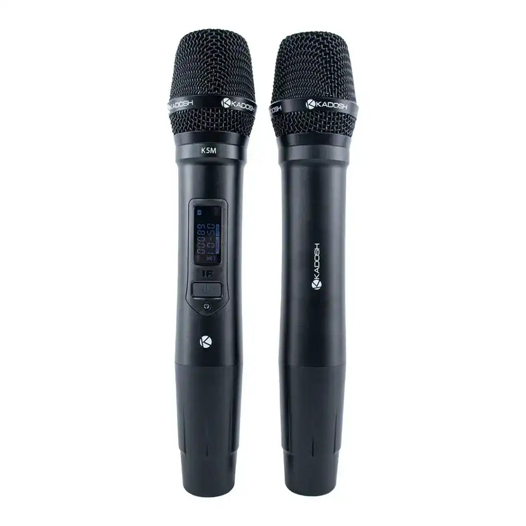 Microfone Sem Fio Kadosh K-522M UHF Bastão Duplo Com Bateria Recarregável - Preto