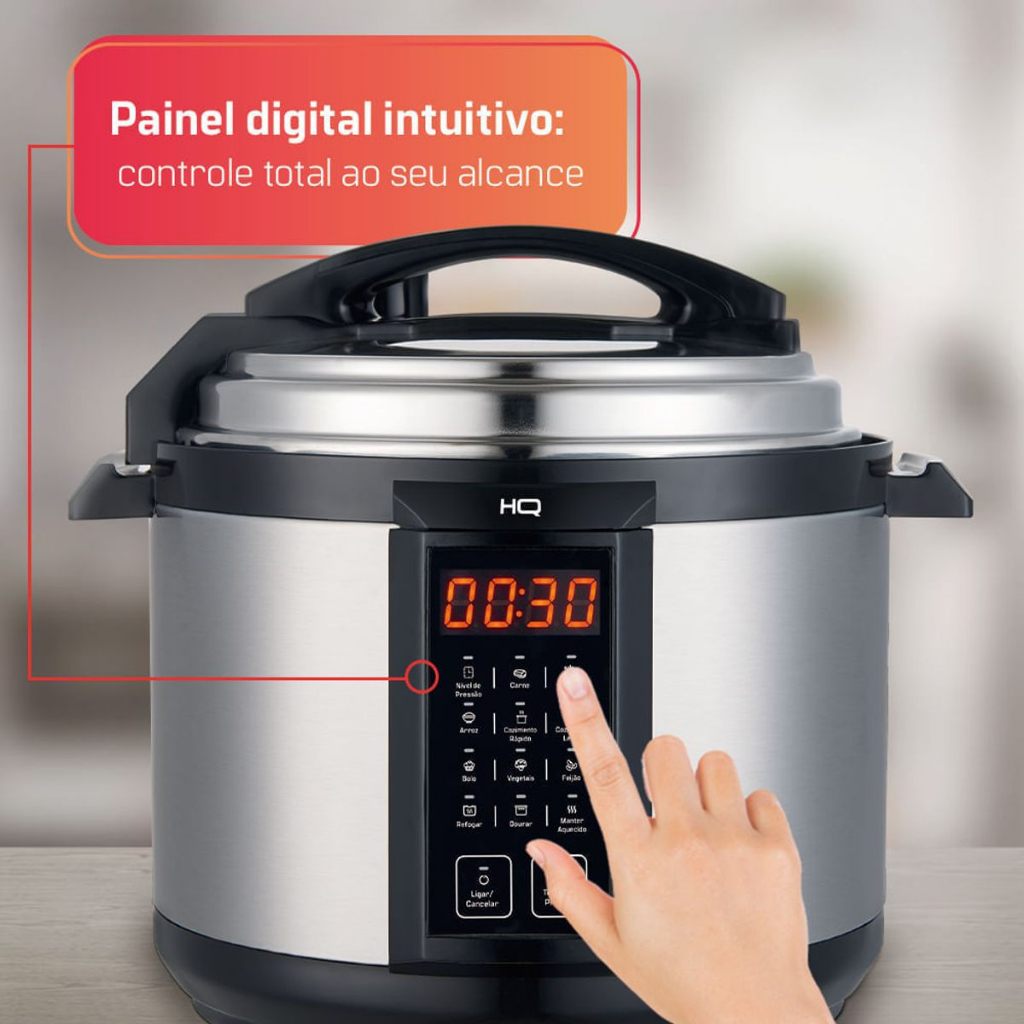 Panela de Pressão Elétrica Multifuncional HQ 6 Litros Inox HQ-Y6M2I - 110/127V
