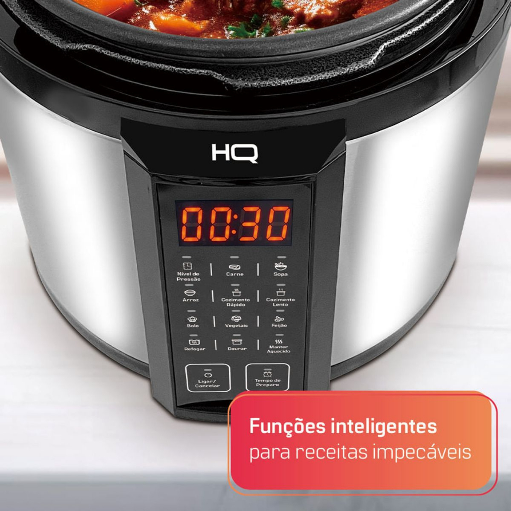 Panela de Pressão Elétrica Multifuncional HQ 6 Litros Inox HQ-Y6M2I - 110/127V