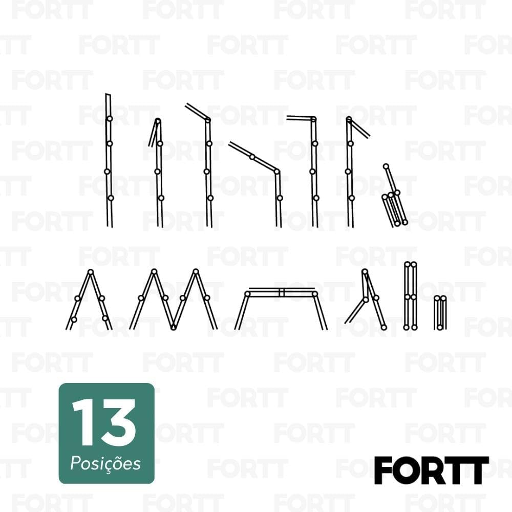 Escada Articulada Multifuncional 4x3 Alumínio Fortt 12 Degraus 3.34m