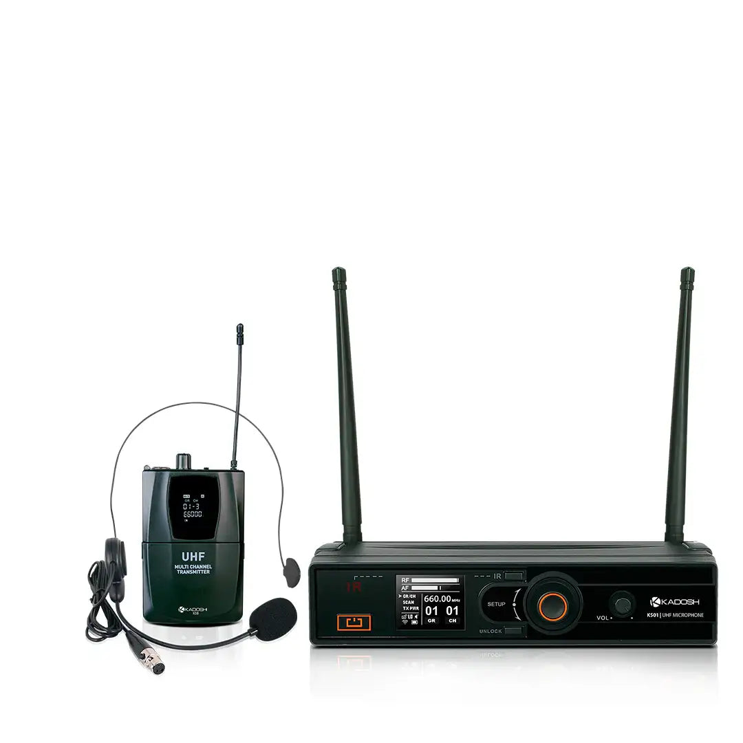 Microfone Headset Sem Fio Kadosh K501H UHF Preto