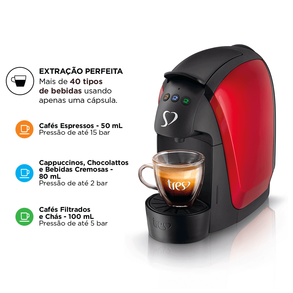 Cafeteira Espresso e Multibebidas Luna TRES 3 Corações 127V