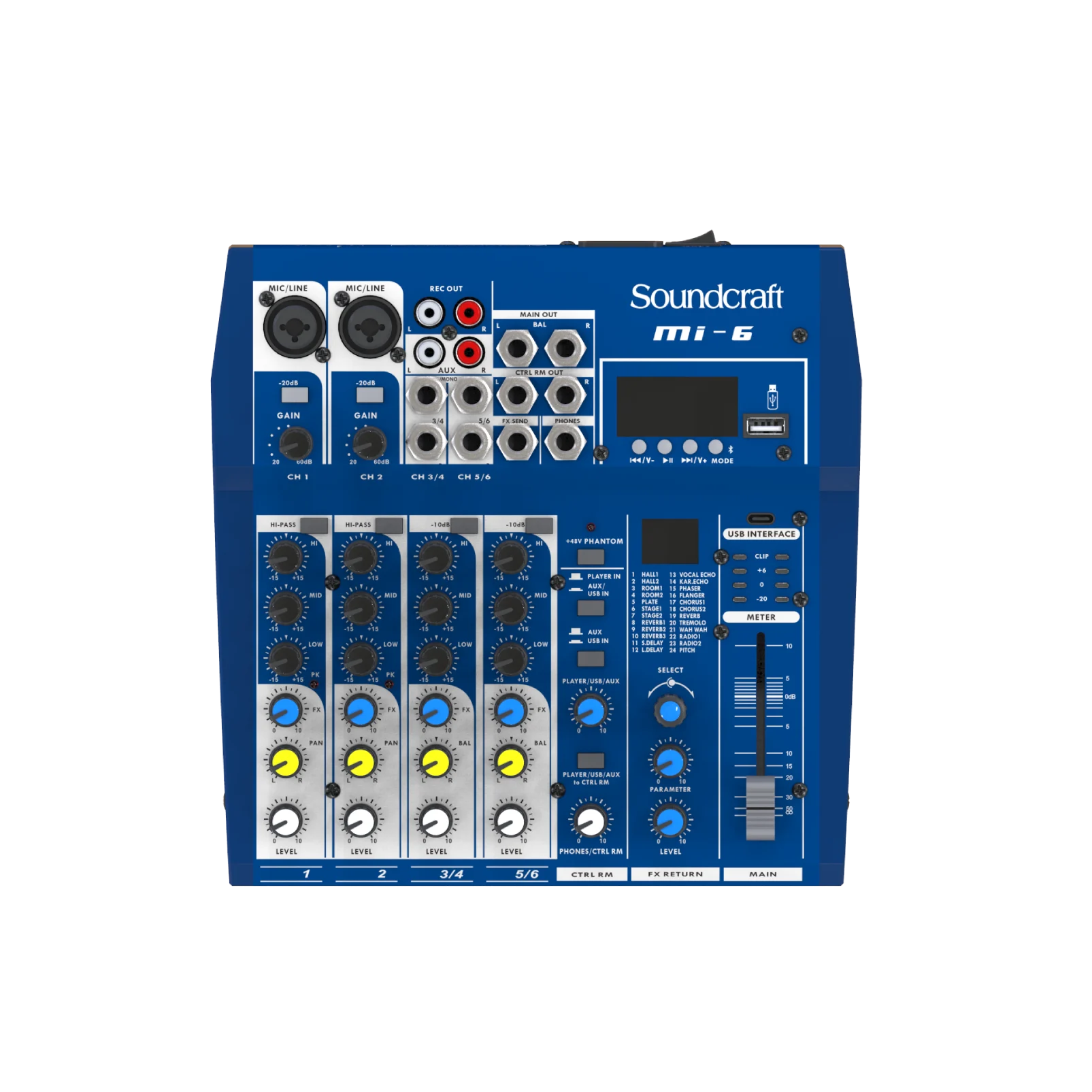 Mesa de Som Analógica 6 Canais Soundcraft MI-6