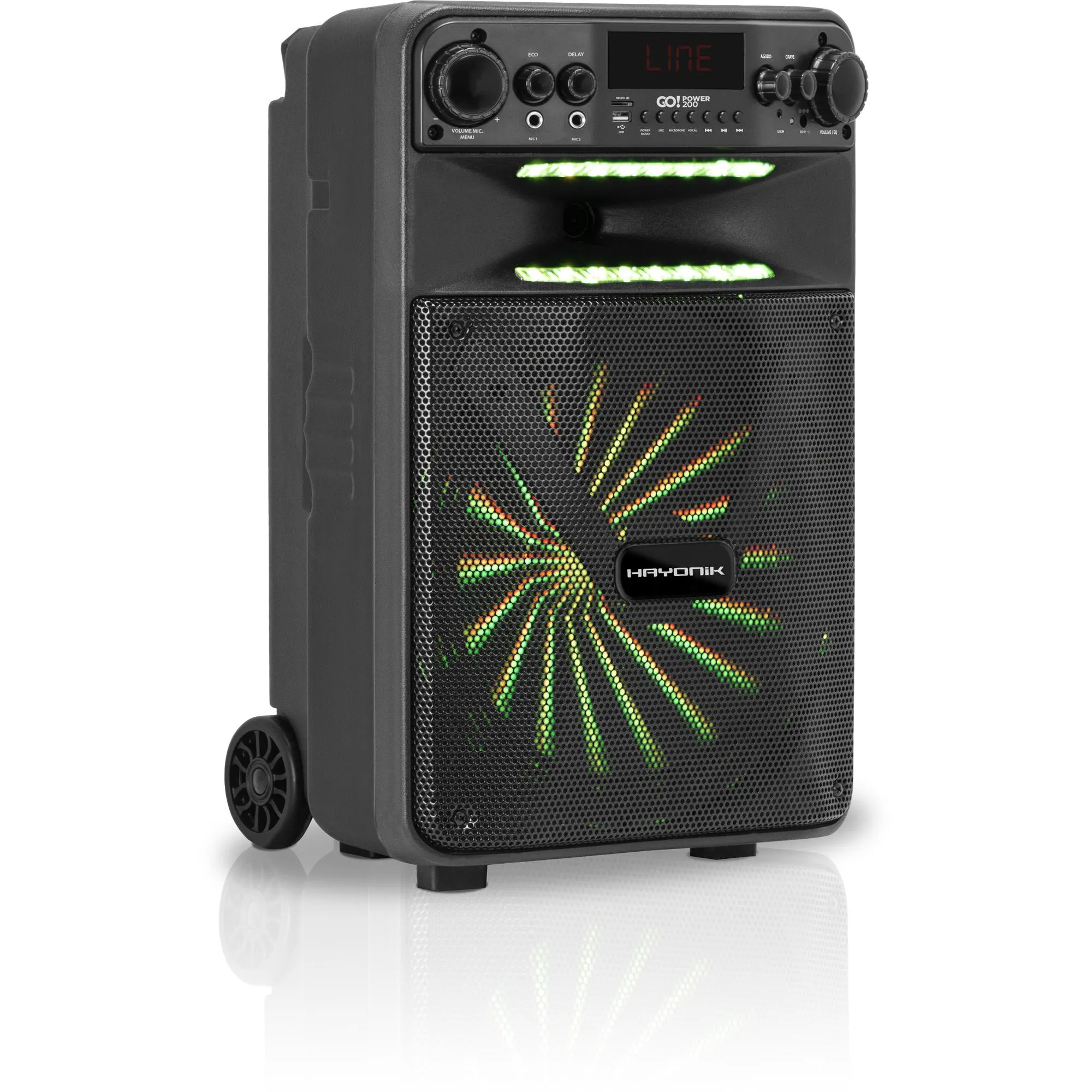 Caixa de Som Portátil HAYONIK Go Power 200 100W com Bluetooth e USB