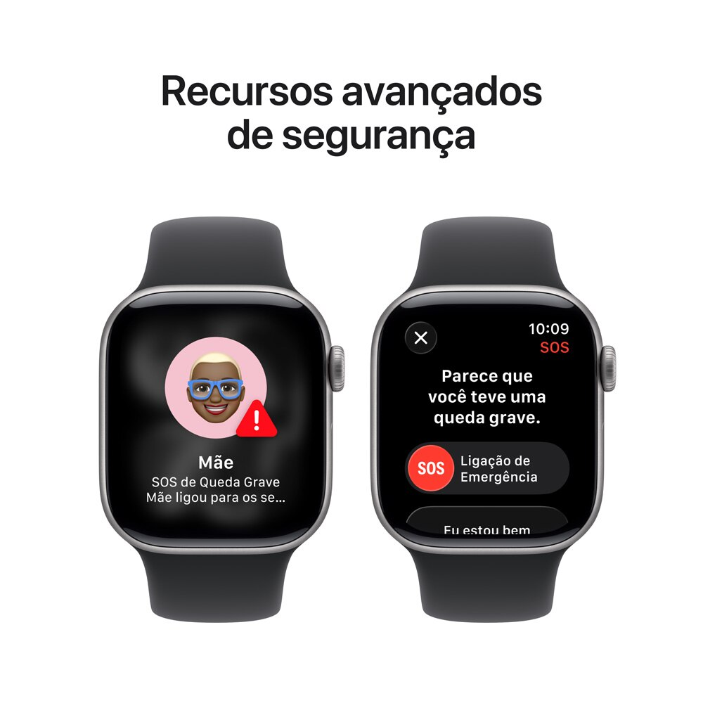 Apple Watch Series 11 46mm GPS Cinza Espacial com Pulseira Esportiva Preta - P/M