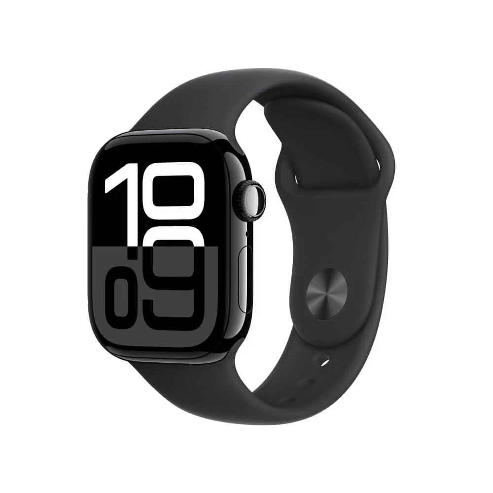 Apple Watch Series 10 42mm GPS Preto Brilhante com Pulseira Esportiva Preta - P/M