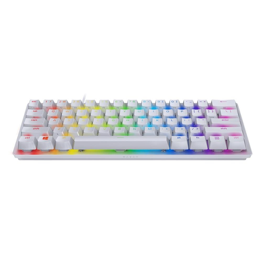 Teclado Mecânico Gamer Razer Huntsman Mini 60%, Chroma RGB, Switches Ópticos Red - Branco