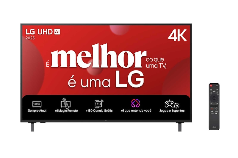 Smart TV LG UHD AI 4K UA85 de 50" Google Cast Alexa Integrado Controle AI Smart Magic WebOS 2025 - 50UA8550PSA