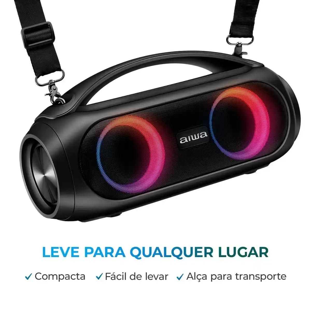 Caixa de Som Boombox AIWA BBS-02A 50W RMS BT - Preto