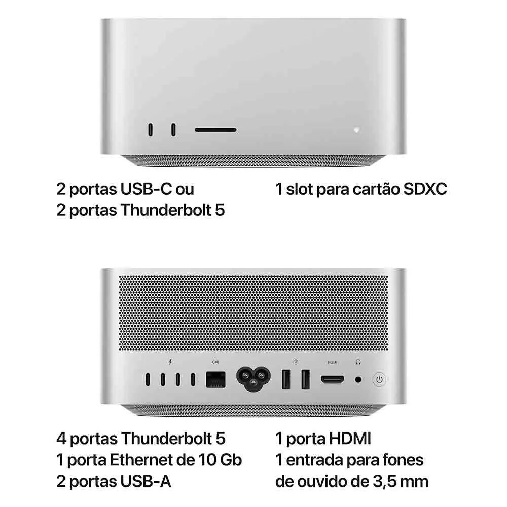 Apple Mac Studio M4 Max, Processador M4 Max da Apple com CPU 14‑core e GPU 32‑core, 36GB RAM, 512 GB SSD - Prateado