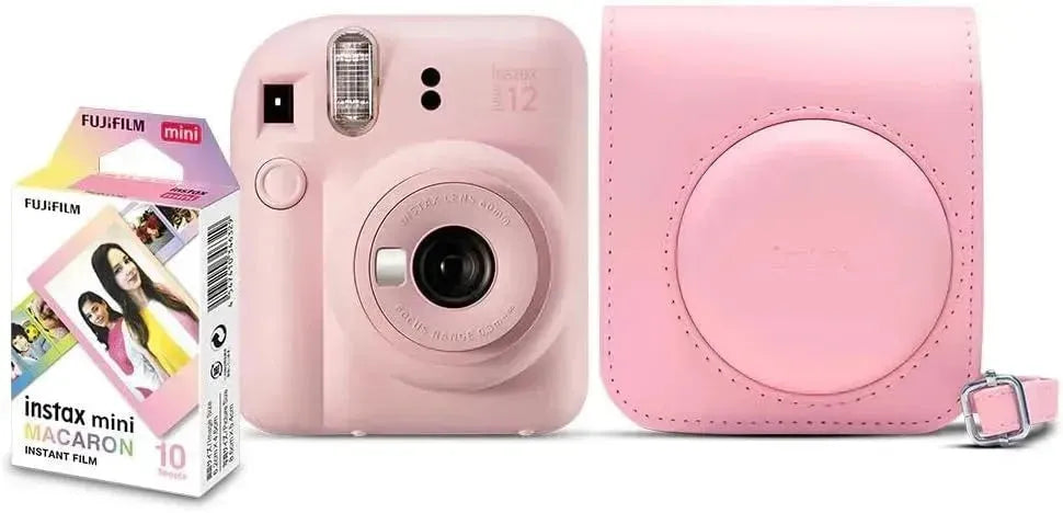 Kit Câmera Fujifilm Instax Mini 12 Rosa + Filme de 10 + Bolsa Rosa