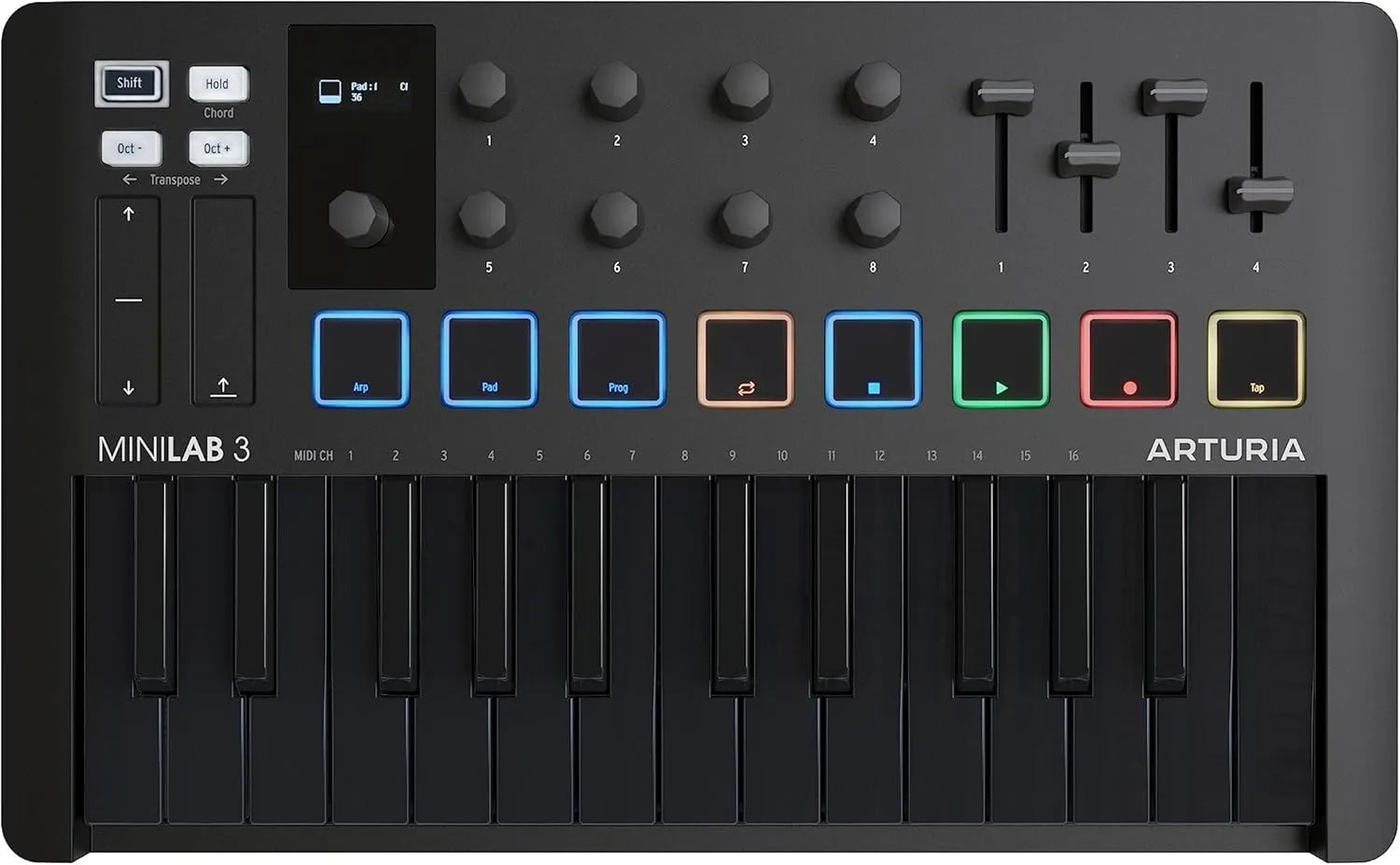 Teclado Controlador Arturia Minilab 3 Deep Black