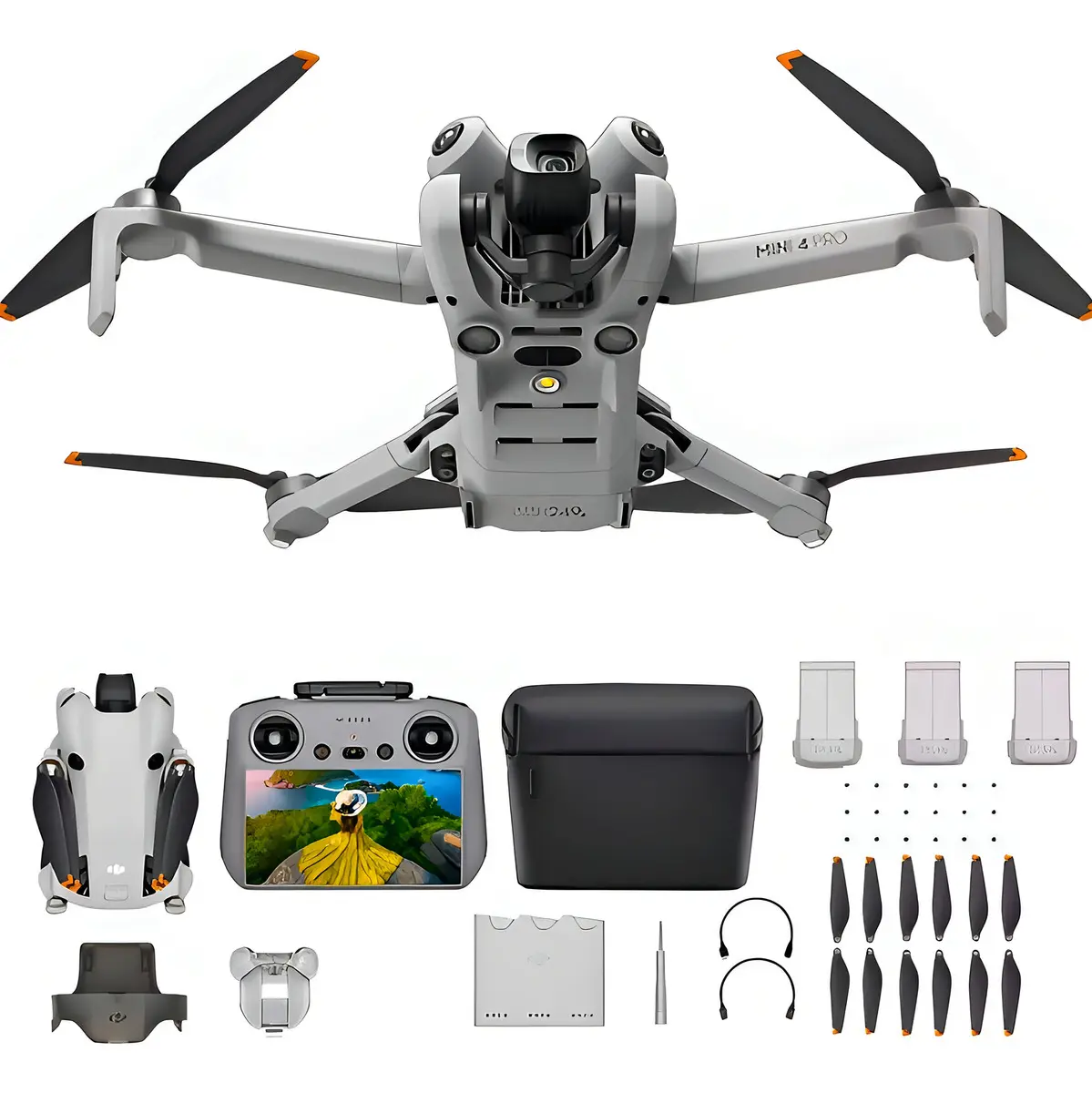 Mini drone DJI Mini 4 Pro Fly More Combo com câmera 4K cinza 3 baterias (Com Tela)