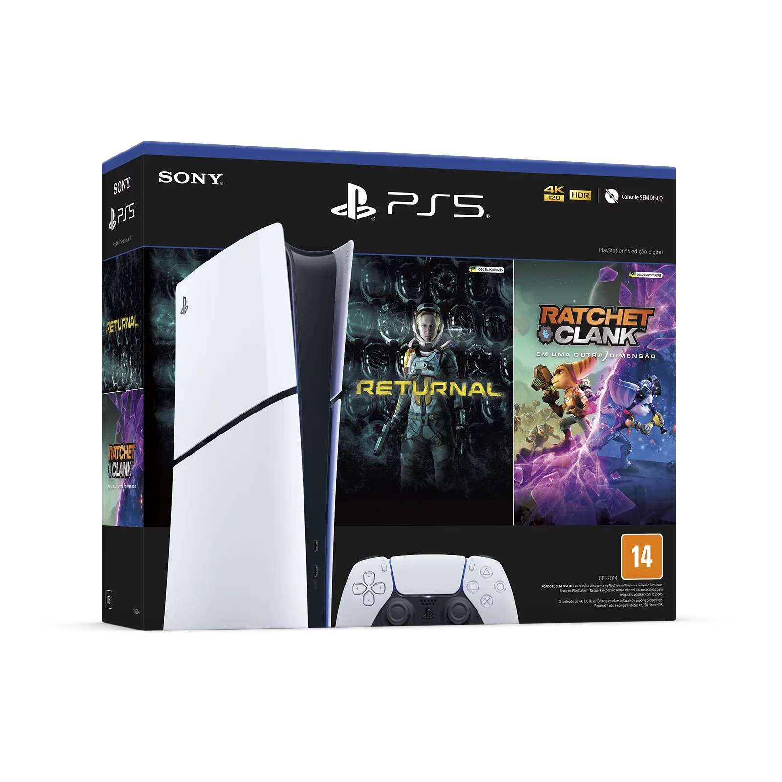 Console Playstation 5 Digital Slim Branco 1tb Returnal E Ratchet E Clank