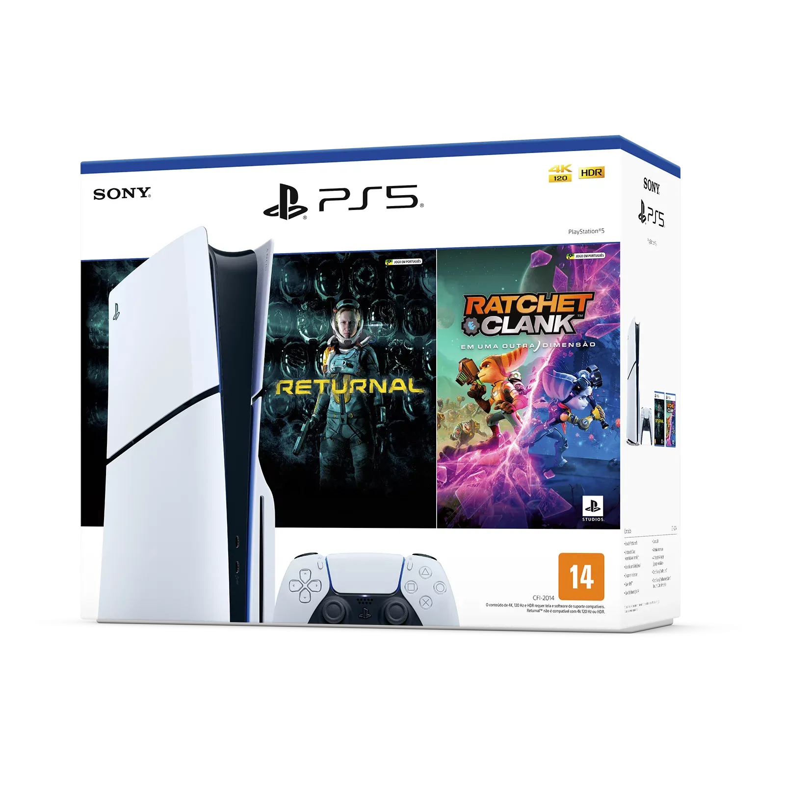 Console Playstation Ps5 Slim Standard + Jogos Ratchet Clank And Returnal Branco 1 Tb