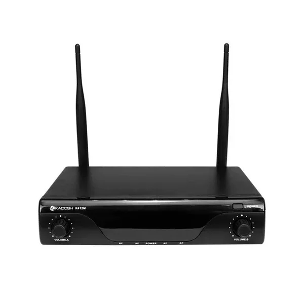 Microfone Sem Fio Kadosh K-412M UHF Duplo Bastão com Bateria Recarregavel, até 50 m de distancia