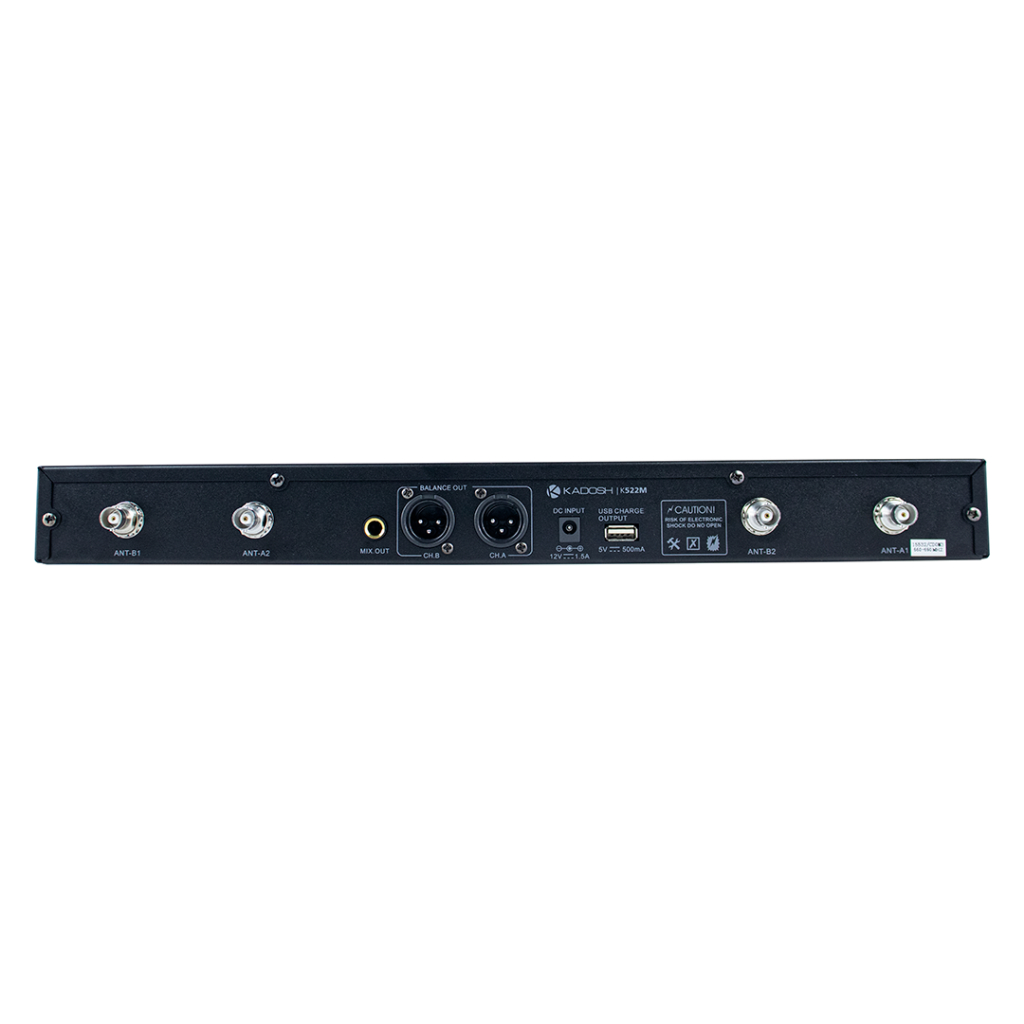 Microfone Sem Fio Kadosh K-522M UHF Bastão Duplo Com Bateria Recarregável - Preto