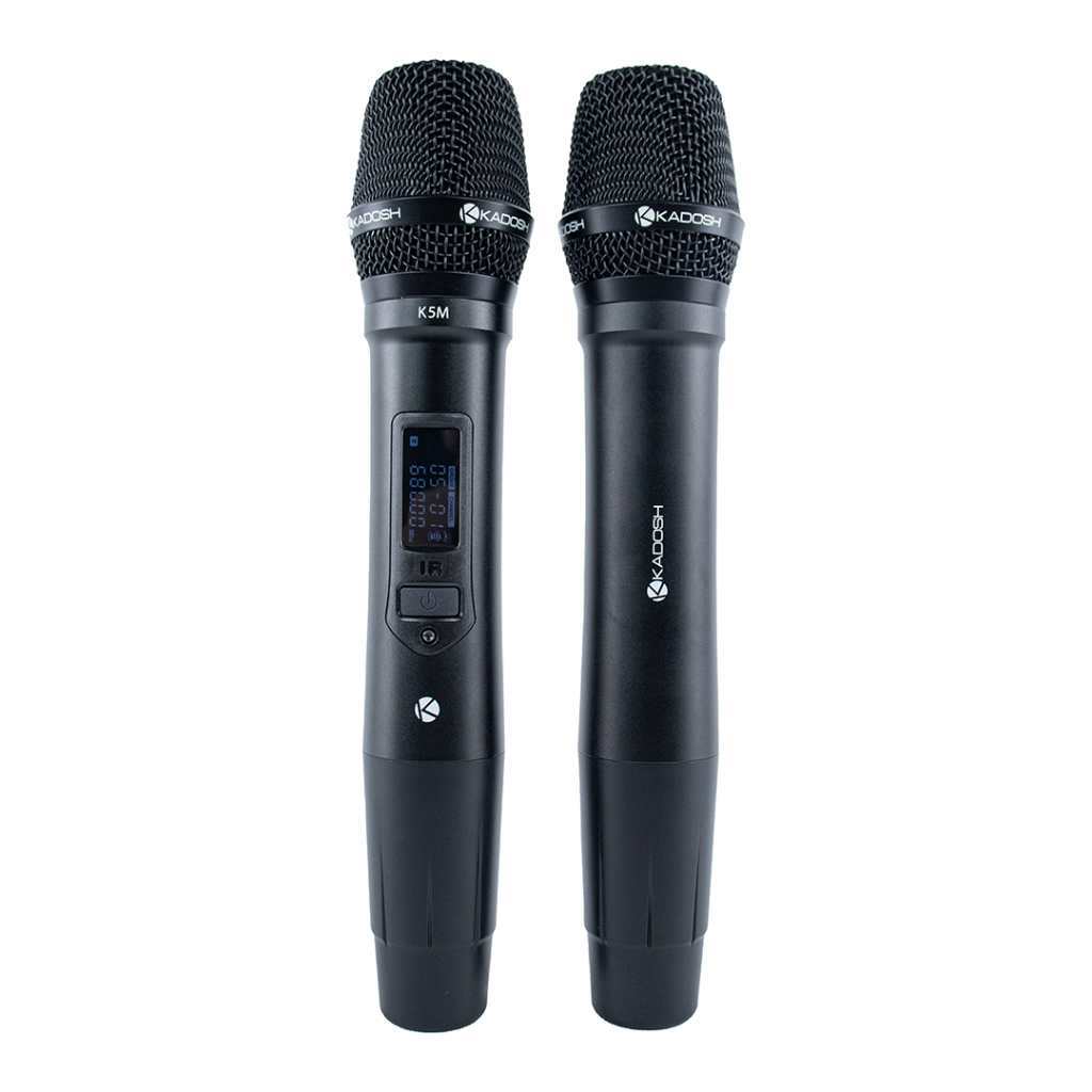 Microfone Sem Fio Kadosh K-522M UHF Bastão Duplo Com Bateria Recarregável - Preto