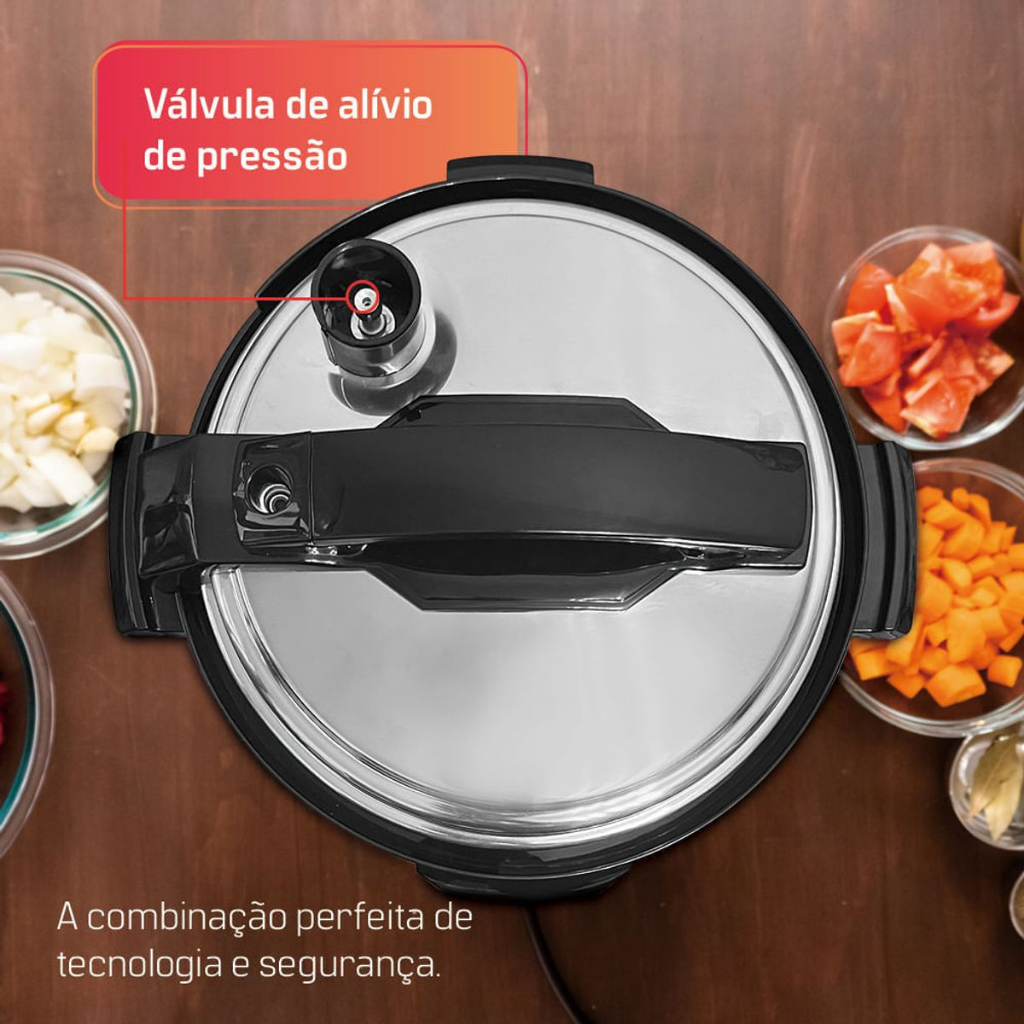 Panela de Pressão Elétrica Multifuncional HQ 6 Litros Inox HQ-Y6M2I - 110/127V