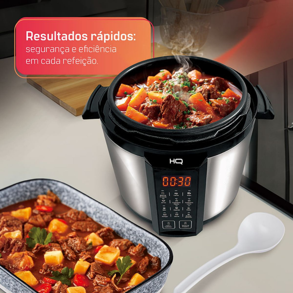 Panela de Pressão Elétrica Multifuncional HQ 6 Litros Inox HQ-Y6M2I - 110/127V