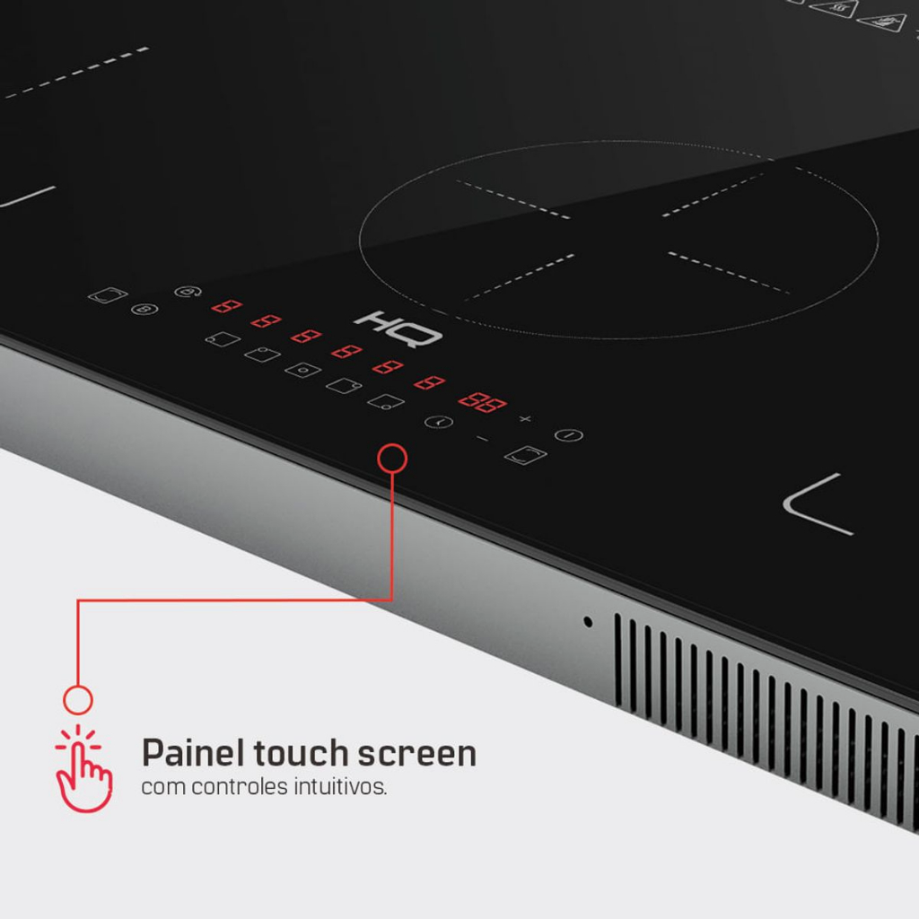 Cooktop de Indução Embutir HQ 5 Bocas Painel Touch Free Zone 220V Preto