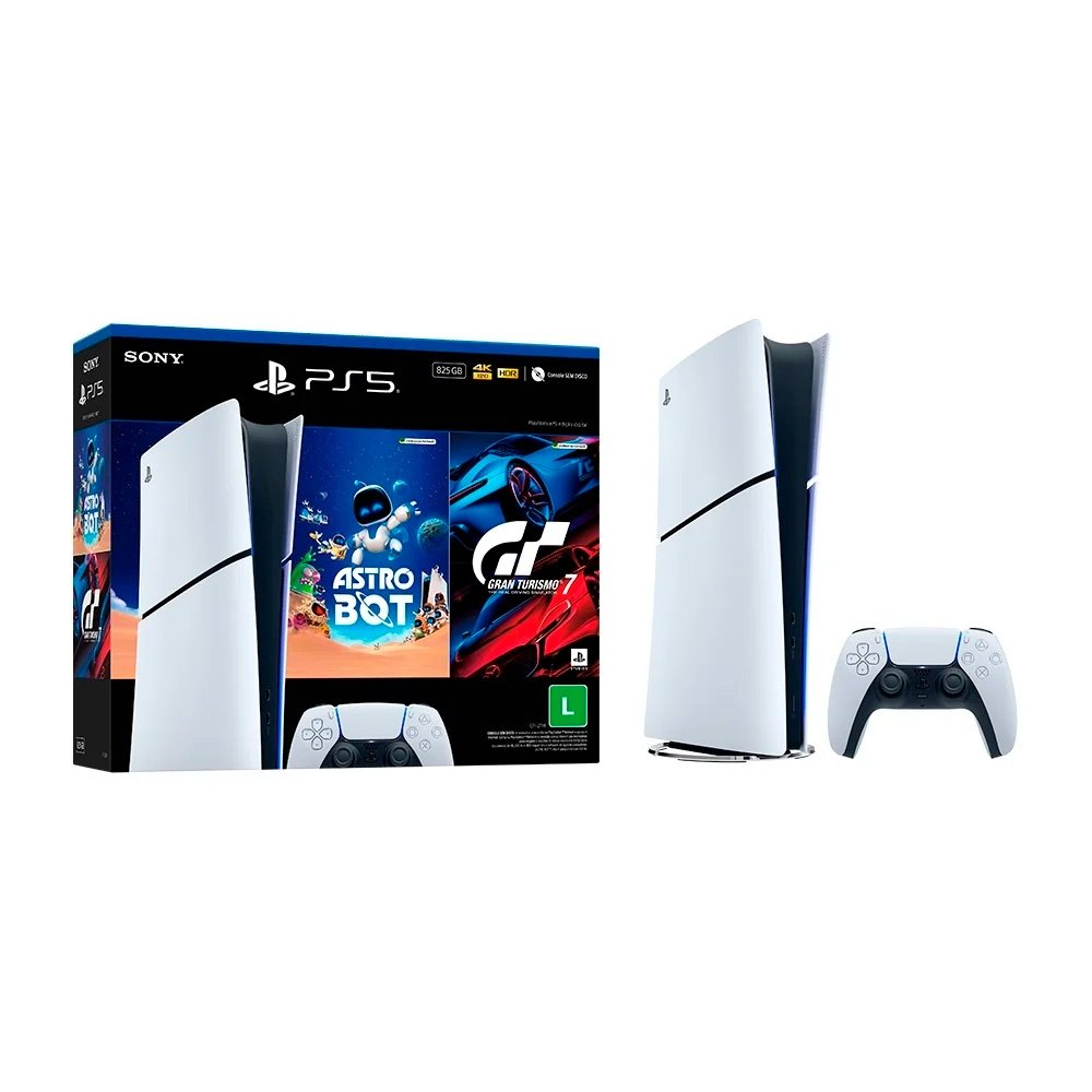 Console Playstation 5 Slim Digital - Pacote Astro Bot E Gran Turismo 7 Branco