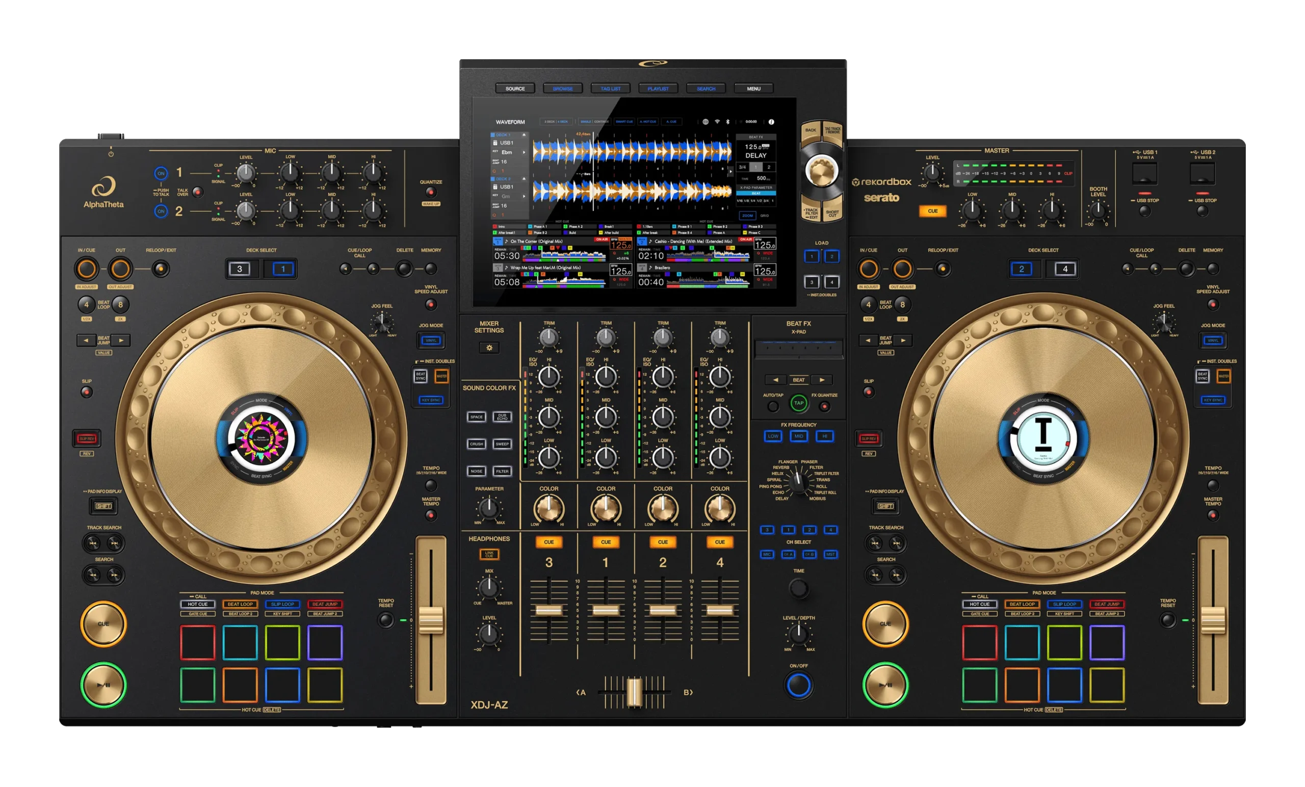 Sistema DJ All-in-One AlphaTheta XDJ-AZ Dourado