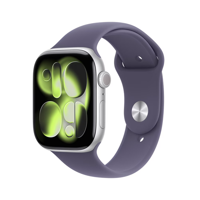 Apple Watch Series 11 46mm GPS Prata com Pulseira Esportiva Roxo Névoa - P/M