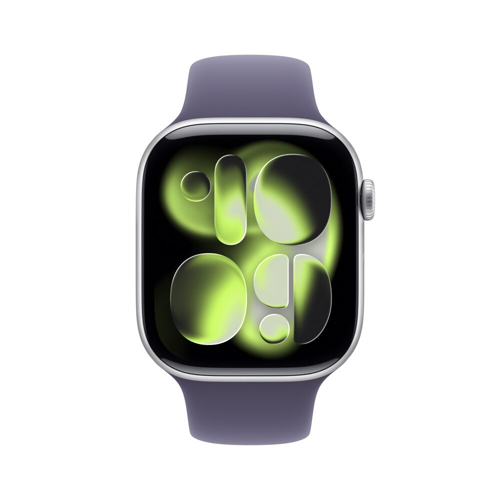Apple Watch Series 11 46mm GPS Prata com Pulseira Esportiva Roxo Névoa - P/M