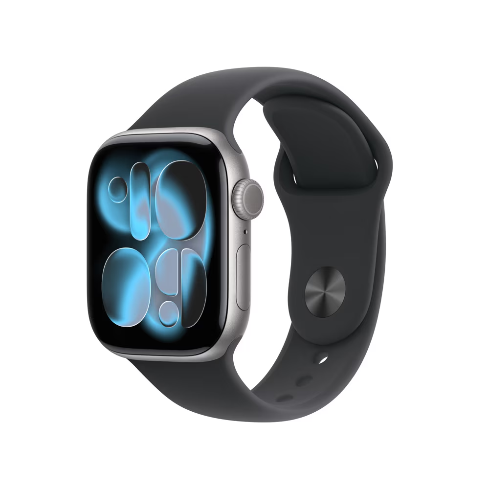 Apple Watch Series 11 46mm GPS Cinza Espacial com Pulseira Esportiva Preta - P/M