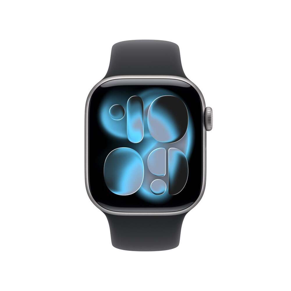Apple Watch Series 11 46mm GPS Cinza Espacial com Pulseira Esportiva Preta - P/M