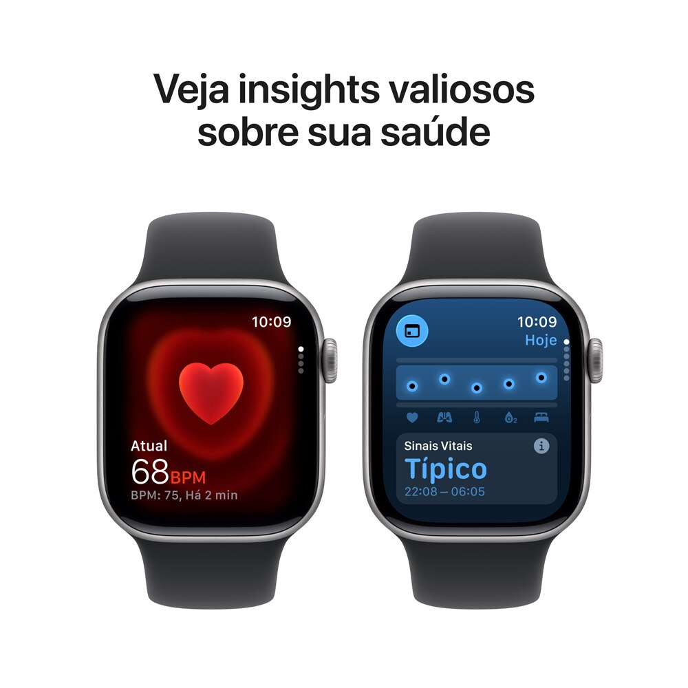 Apple Watch Series 11 46mm GPS Cinza Espacial com Pulseira Esportiva Preta - P/M