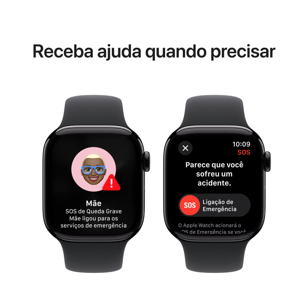 Apple Watch Series 10 42mm GPS Preto Brilhante com Pulseira Esportiva Preta - P/M