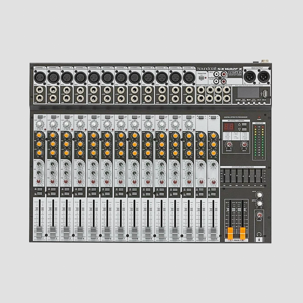 Mesa de Som Analógica Soundcraft SX1602FX-USB