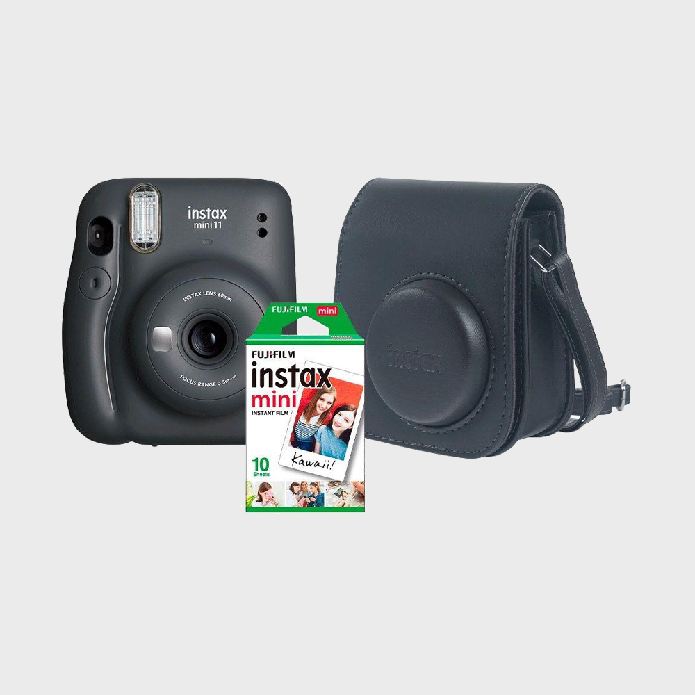 Kit Câmera instantânea Instax Mini 11, Grafite, com bolsa, Fujifilm - Shop Mundo Digital